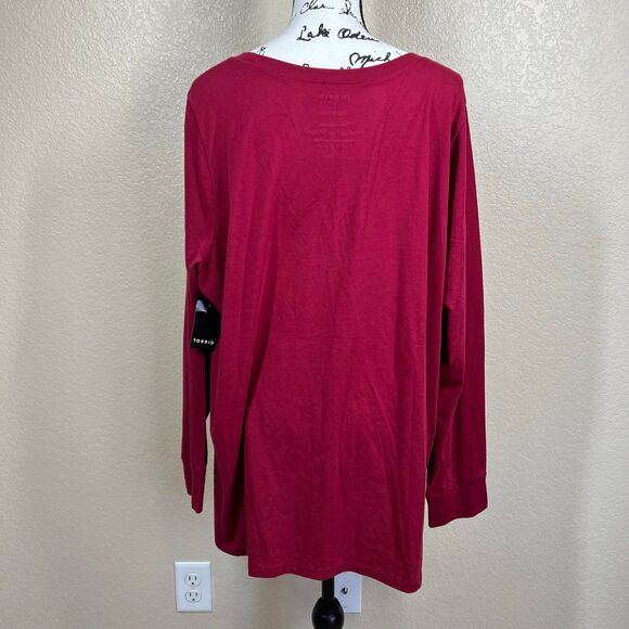 Torrid Dark Red Classic Fit T-Shirt Top  Long Sleeves Pullover Size 3(3X) causal - Picture 10 of 13